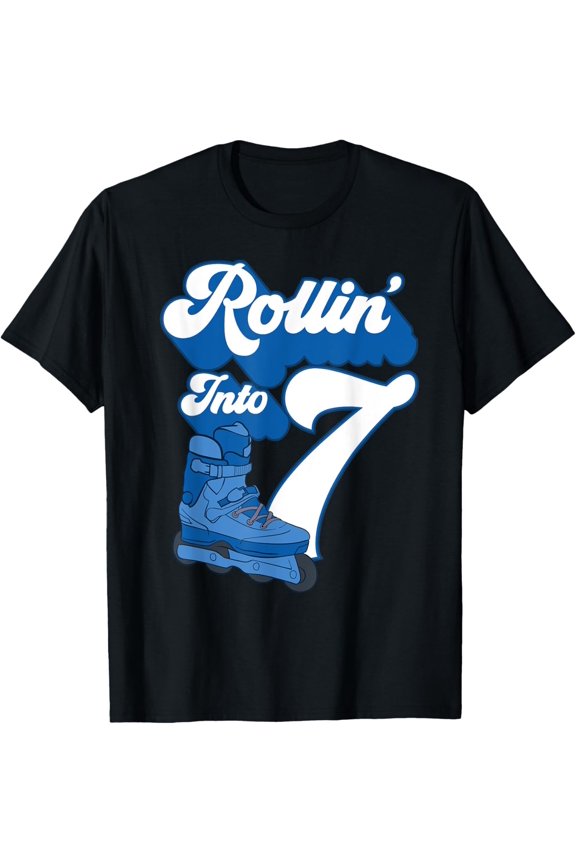 Rollin' Into Roller Skating Birthday 7Th Boy Skate Rink T-Shirt