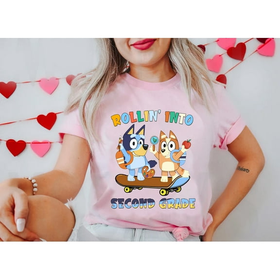 Rollin' Into Second Grade Bluey Bingo T-shirt, Back to School Bluey Friends Shirt