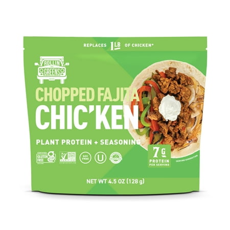 RollinGreens Plant-Based CHIC'KEN Chopped Fajita, 4.5 oz Pouch, 1 Count