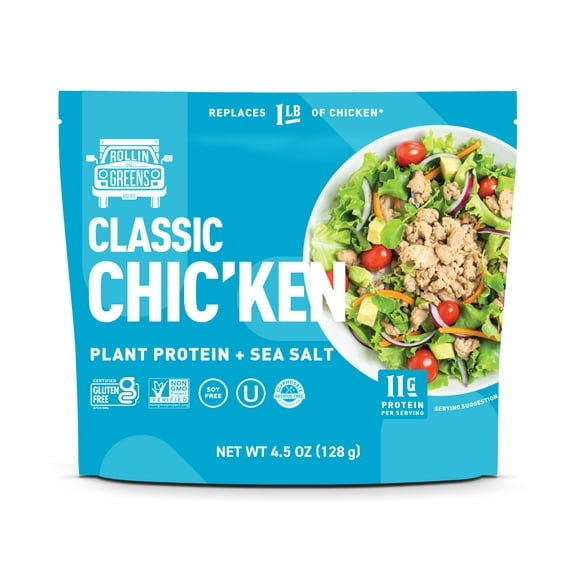RollinGreens Plant-Based Classic CHIC'KEN Chopped, 4.5 oz Pouch, 1 Count