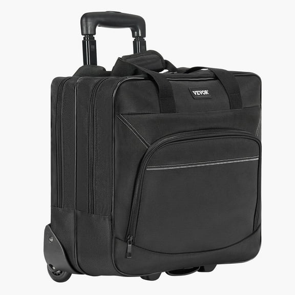 Rolling 15.6 Inch Laptop Bag with Wheels, Black Wheeled Computer Case for Office & Travel, Comfortable Work Bag