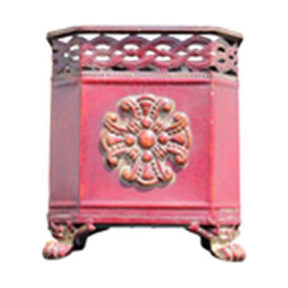 Rolling 73595-SM Vintage Burgundy Metal Plant Container