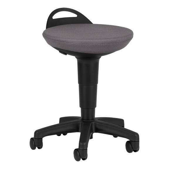 Rolling Adjustable-Height Padded Stool - Dark Grey