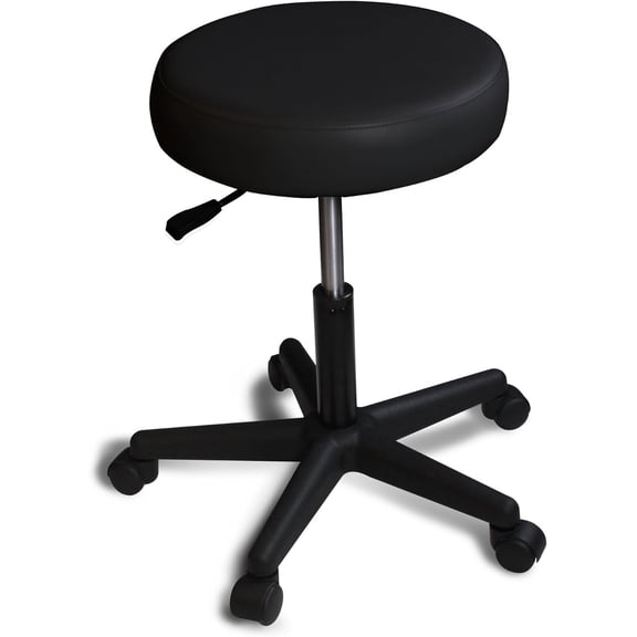 Rolling Adjustable Swivel Stool - Home, Office and Beauty (Black)