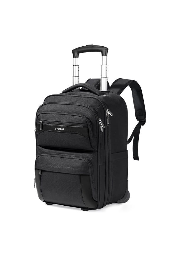 Rolling Backpack, 17.7inch Rolling Backpack With Wheels for Adults, Roller Carry On Luggage Wheeled Backpack, Rolling Laptop Backpack for Men Women to Travel Business, Black