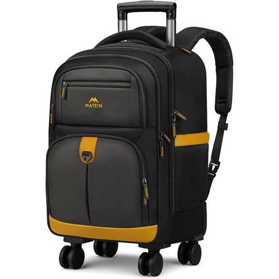 Rolling Backpack with 4 Spinner Wheels, 17 Inch on Wheels Shoulder Straps, Water Resistant Computer Bag Carry On Luggage, Business Travel Roller Laptop for Women Men