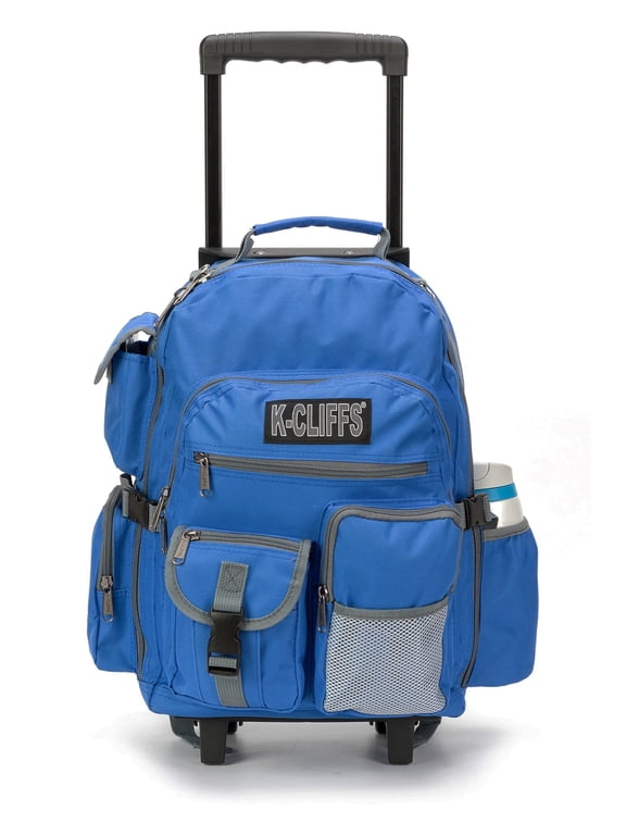 Rolling Backpack Quality Student School Bookbag Travel Daypack Grocery Shopping Bag With Wheels Multiple Pockets Royal
