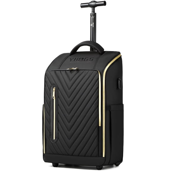 Rolling Backpack with Wheels, Waterproof Wheeled Backpack with USB Ports for Men Women, 15.6 Inch Travel Laptop Backpack with Wheels for Adults, Roller Carry-On Luggage Bag for Business Work