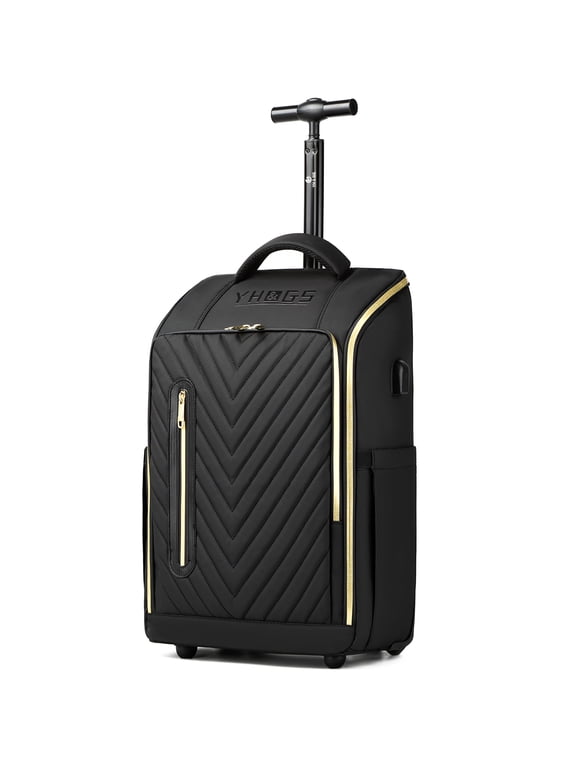 Rolling Backpack with Wheels, Waterproof Wheeled Backpack with USB Ports for Men Women, 15.6 Inch Travel Laptop Backpack with Wheels for Adults, Roller Carry-On Luggage Bag for Business Work