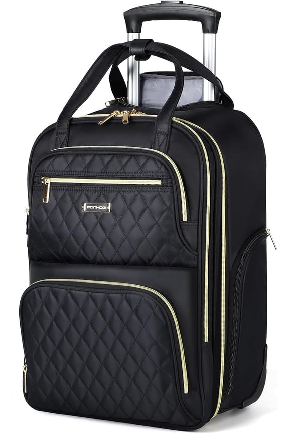 Rolling Backpack for Women, 16 Inch Travel Laptop Wheeled Backpack, 30L Roller Carry On Backpack for Adults Business College Work Overnight, Stylish Personal Item, BlackLarge