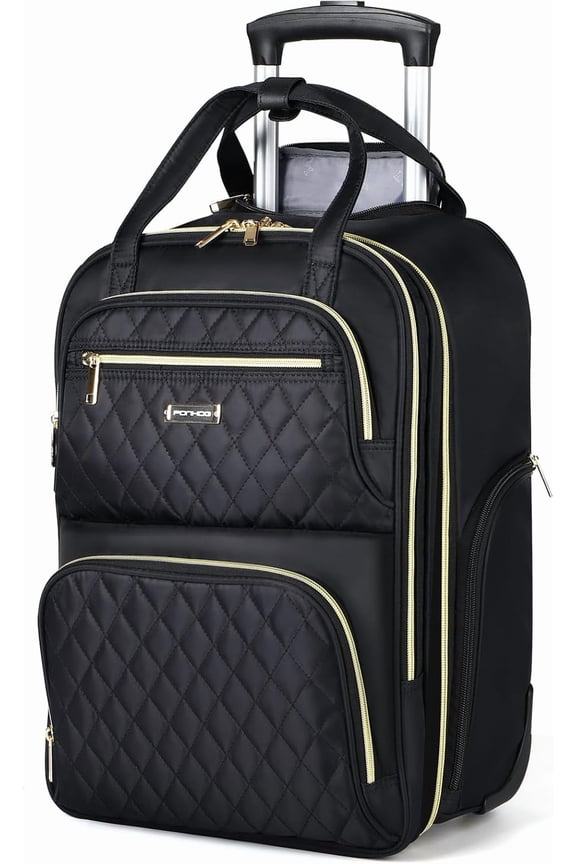 Rolling Backpack for Women, 16 Inch Travel Laptop Wheeled Backpack, 30L Roller Carry On Backpack for Adults Business College Work Overnight, Stylish Personal Item, BlackLarge