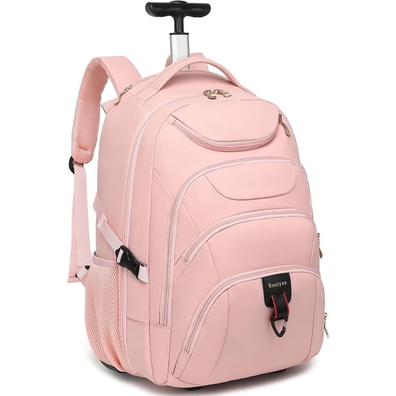 Rolling Backpack for Women, 17.3 Inch Wheeled Laptop Backpack,Large Travel Carry- Bag for Teachers College Students, USB Port Business for Airplane Overnight Luggage,