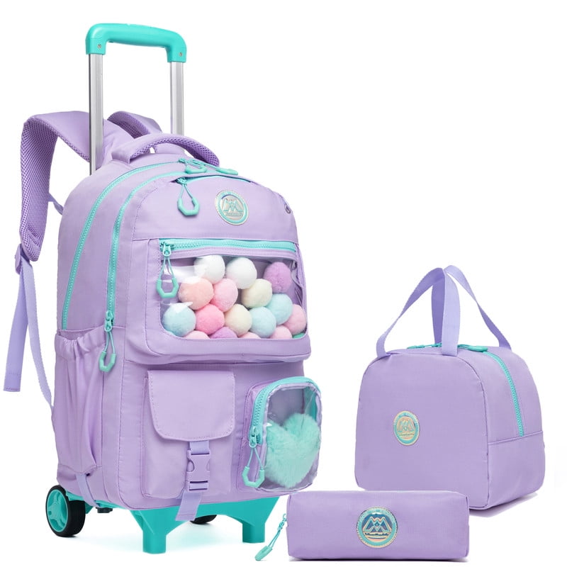 Tilami Pink Alpaca Print 18 Inch Rolling Backpack - View #4