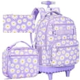thumbnail image 1 of Rolling Backpack for Girls Teens Women, Daisy Wheeled Bookbag with Laptop Sleeve, Lightweight School Travel Bag with Smooth Roller Wheels, 1 of 9