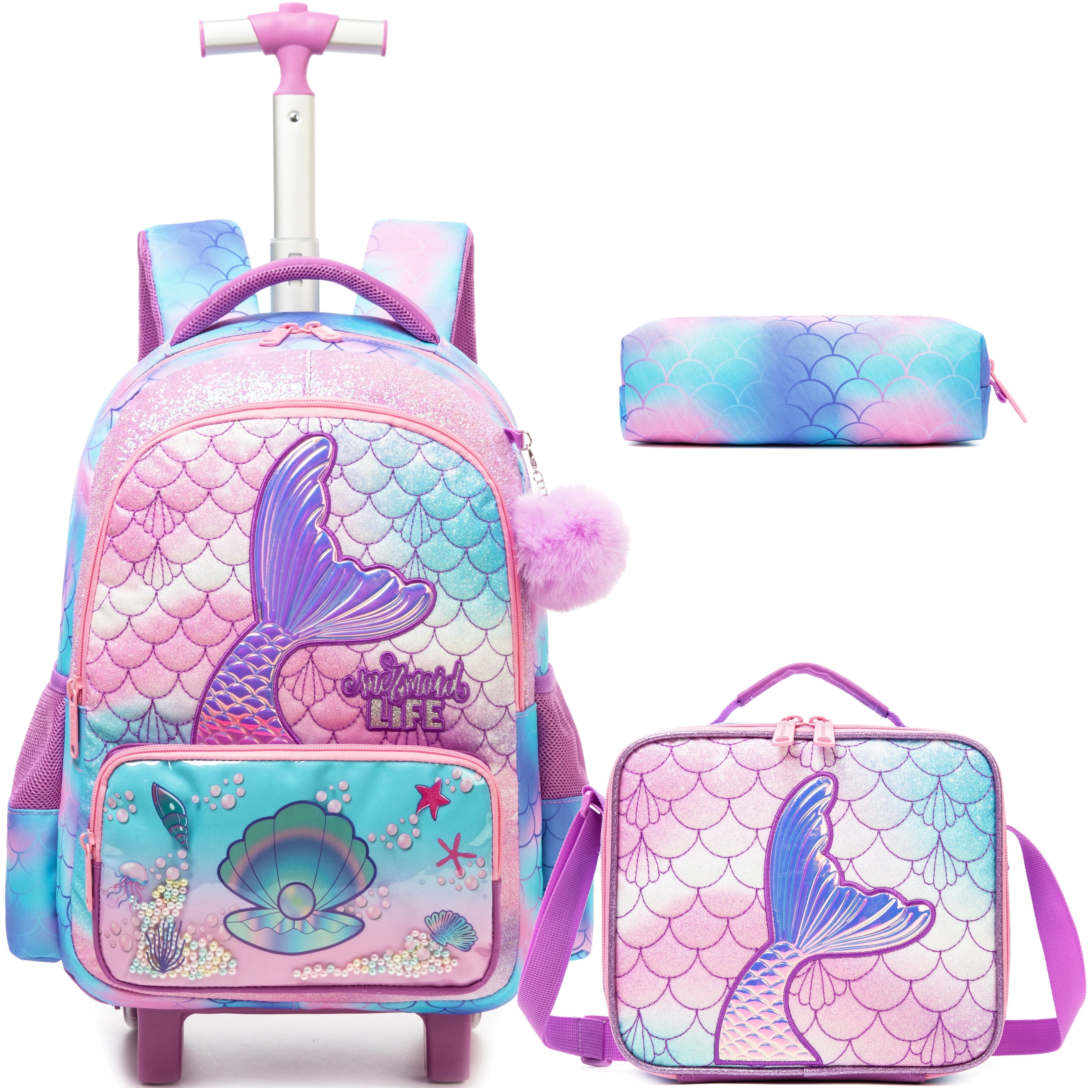 Rolling Backpack for Girls Roller Kids Backpack with Wheels School Bag ...