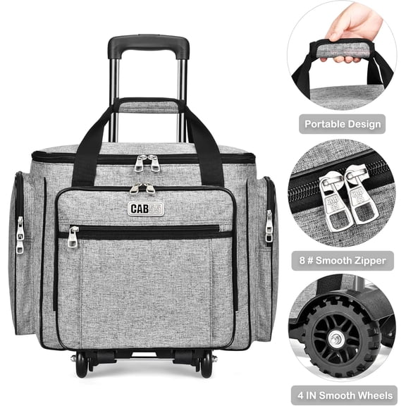 Rolling Bag with Wheels for Women, Tote with Removable Folding Hand Truck and Spacious Storage