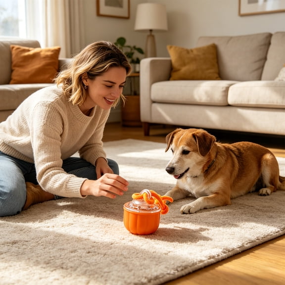 Rolling Ball Motorized Dog Toys - Auto Entertainment with Smart Motion Sensor, 2-in-1 Play and Teeth Grinding, Saves Power with Auto Standby, Ideal for Small and Medium Dogs to Relieve Anxiety