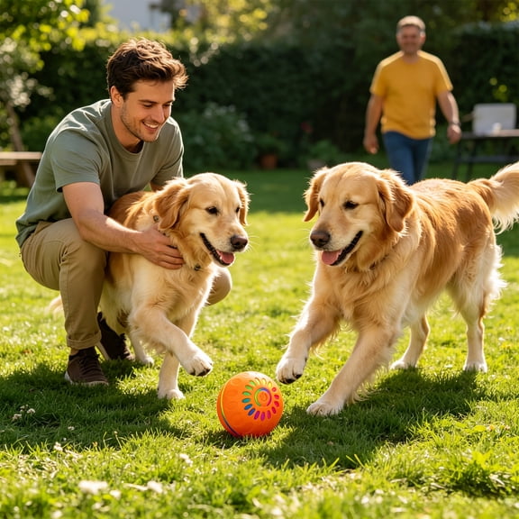 Rolling Ball Motorized Dog Toys - Auto Entertainment with Smart Motion Sensor, 2-in-1 Play and Teeth Grinding, Saves Power with Auto Standby, Ideal for Small and Medium Dogs to Relieve Anxiety