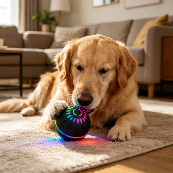 Rolling Ball Motorized Dog Toys - Auto Entertainment with Smart Motion Sensor, 2-in-1 Play and Teeth Grinding, Saves Power with Auto Standby, Ideal for Small and Medium Dogs to Relieve Anxiety