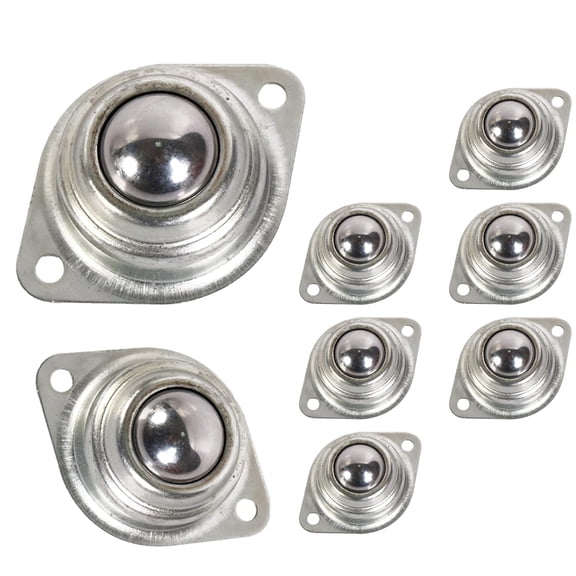 Rolling Ball Transfers 1 Inch Universal Bearings 400 Lbs Capacity Two Hole Flange Mounted 8 Pack