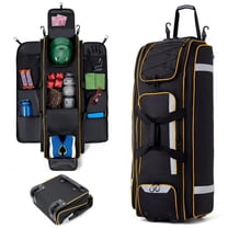 Fegat Rolling Baseball Bag with Wheels,90L Large Softball Bag Catchers Gear Bags for 8 Bats,Equipment Bag with 5 Fence Hooks,Reflective Strip,Shoe Compartment,Holds All Softball Baseball Equipment