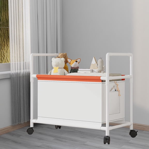 Under Bed Rolling Storage Bin with Wheels,Metal Frame Fabric Organizer,22.4x19.6x11.2in,Strap Handle Drawer Box for Clothes and Shoes,White Green