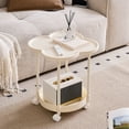 thumbnail image 1 of Rolling Bedside Table with Wheels,2-Tier Mobile Nightstand for Small Spaces,Lightweight Portable Side Table with Open Storage Shelf,19.2x18.7in Compact End Table for Bedroom,Living Room,Sofa, 1 of 6