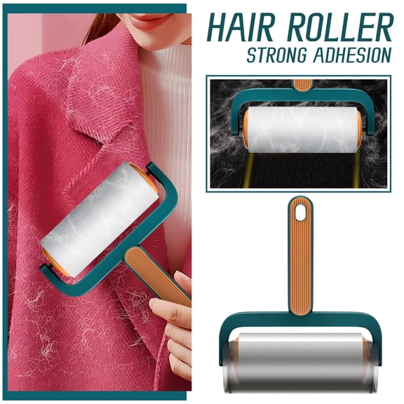Rolling Brush Detachable Hair Remover Adhesive Brush, Hollow Handle Easy To Hang Store Space-Saving, Semi-Transparent Cover Preserves Stickiness 55 Sheets Per Roll For Clothes