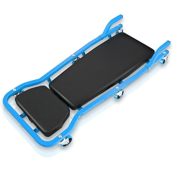 Rolling Car Creeper with 3-Level Adjustable Headrest and 6 Casters, Blue