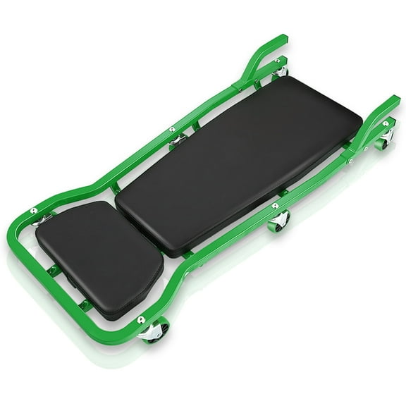 Rolling Car Creeper with 3-leves Adjustable Headrest 6 Casters Green