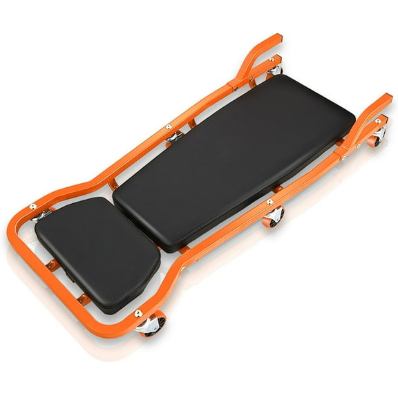 Rolling Car Creeper with 3-leves Adjustable Headrest 6 Casters Orange