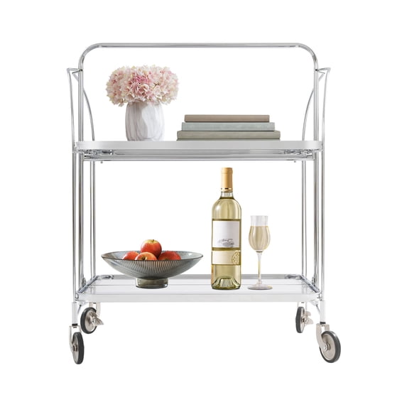 Rolling Cart, 2-tier Rolling Cart with Wheels, Collapsible Rolling Storage Cart