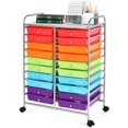 thumbnail image 1 of Rolling Cart with 20 Drawers, 20 Tiers Multicolor Trolley, Drawer Bin Carts with 2 Lockable Wheels, Adjustable File & Debris Organizer Cart, Rolling Storage Cart for Office, School, Home, 1 of 9