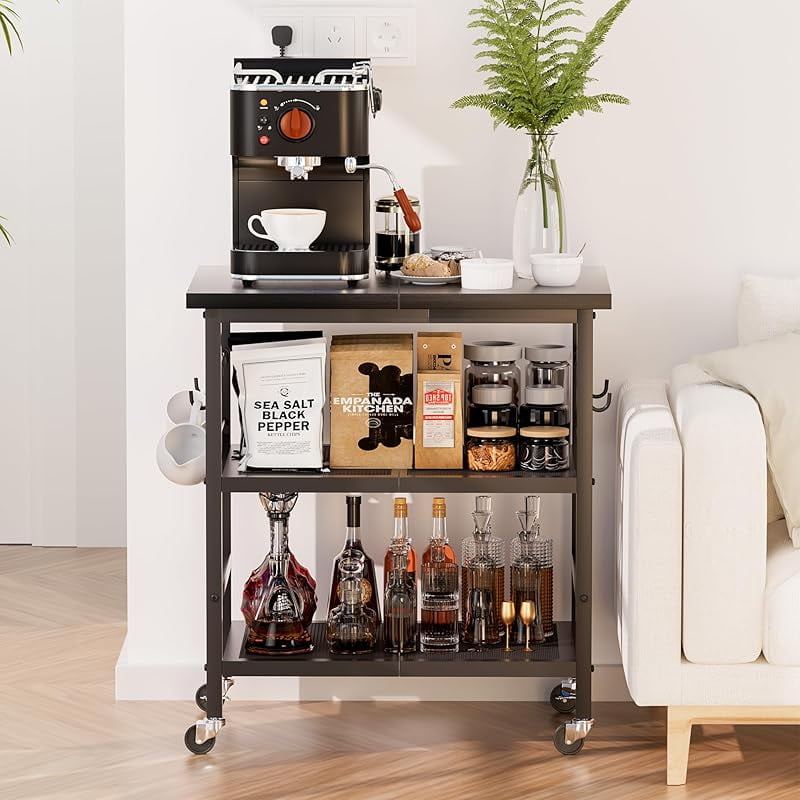 Rolling Cart Kitchen Cart, 3 Tier Microwave Cart Stand, Bathroom ...