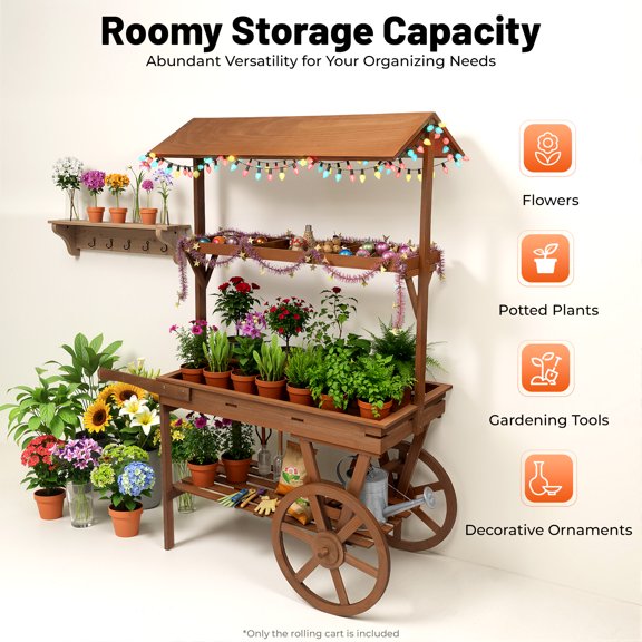 Rolling Cart, Retro Rolling Cart, Display Rack