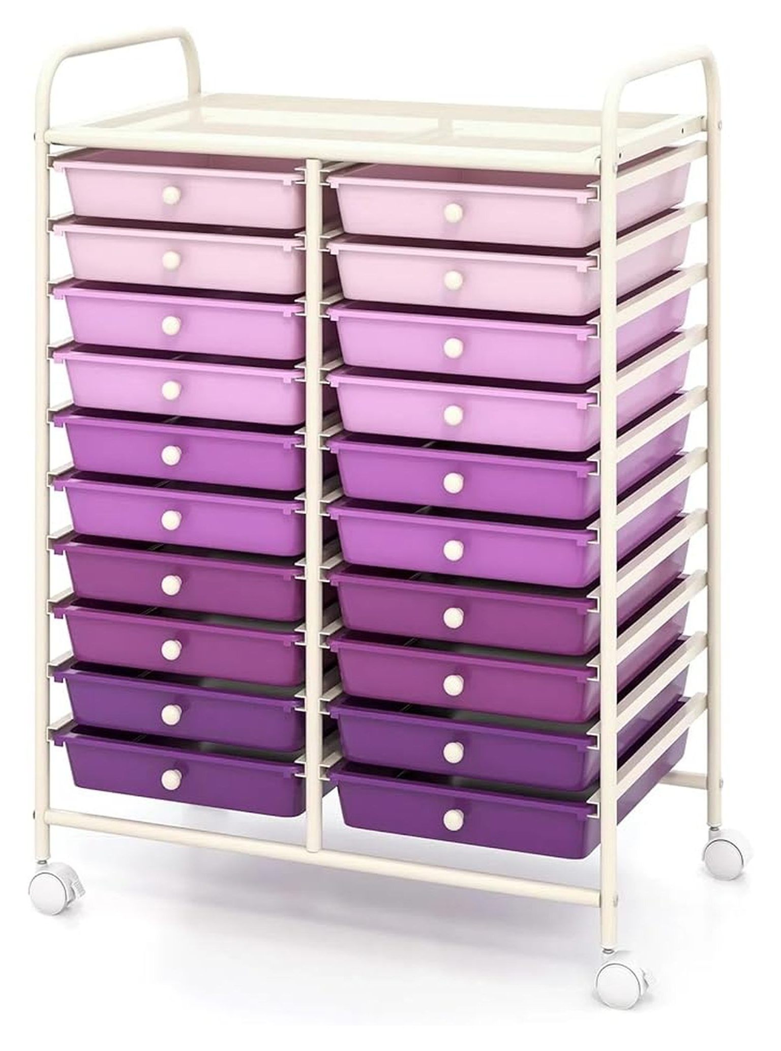Rolling Cart with Storage Drawers, Utility Cart w/Removable Plastic ...