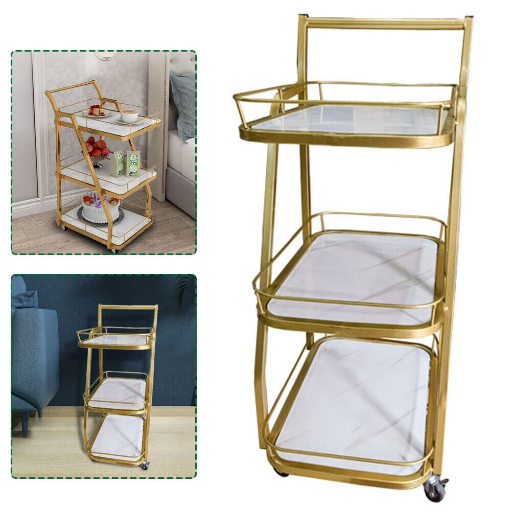 Rolling Cart Storage Rack Hotel 3-tier Handcart Holder Organizer Wheel ...