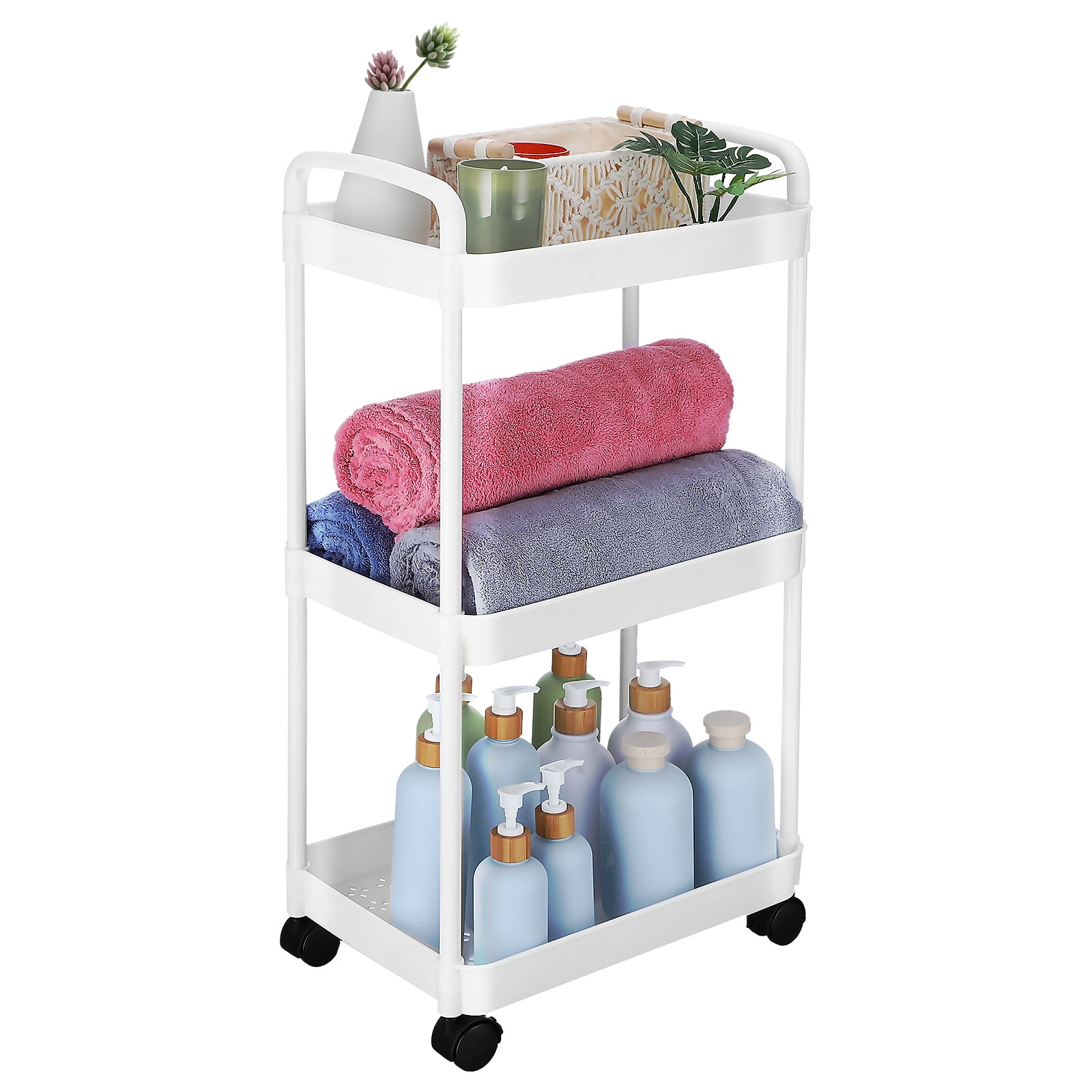 Rolling Cart Utility Cart 3 Tier Rolling Cart Under Desk Storage