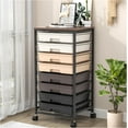 thumbnail image 1 of Rolling Carts with Wheels,Utility Cart with 8 Drawers and Wooden Tabletop,Rolling Drawer Cart,Plastic Drawer Storage for Living Room,Classroom,Bedroom,Bathroom,Dorm,Office,Brown, 1 of 16