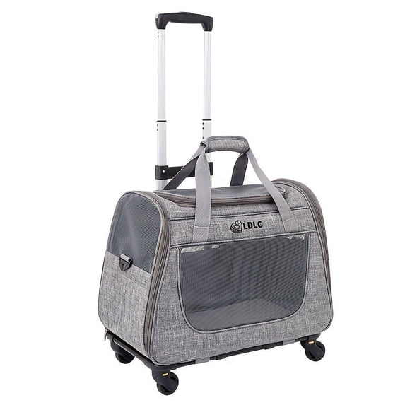 Rolling Cat Carrier with Wheels, Foldable Airline Approved Pet Travel Carrier with Handle & Luggage Strap