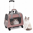 thumbnail image 1 of Rolling Cat Carrier with Wheels, Foldable Airline Approved Pet Travel Carrier with Handle & Luggage Strap, 1 of 9