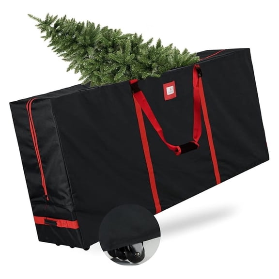 Rolling Christmas Tree Storage Bag 7.5ft Christmas Tree Box for Xmas Artificial Disassembled Trees Holiday Extra Large Storage Bags Container with Wheels & Handles Waterproof Canvas