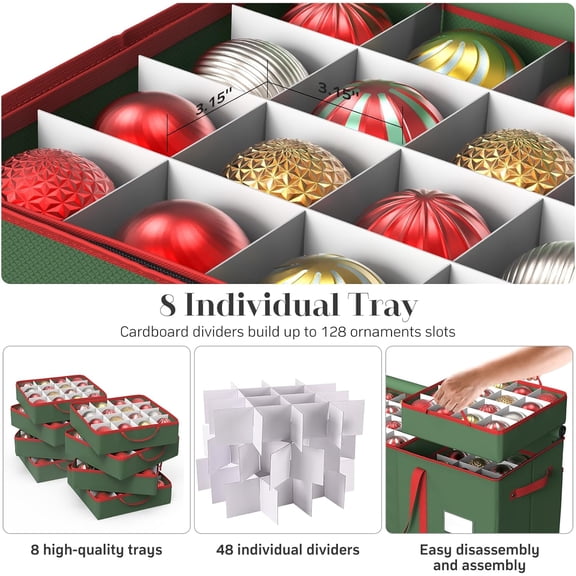 Rolling Christmas Tree Storage Bag Fits Up to 9 Ft Tall Disassembled Tree + Christmas Ornament Storage Box