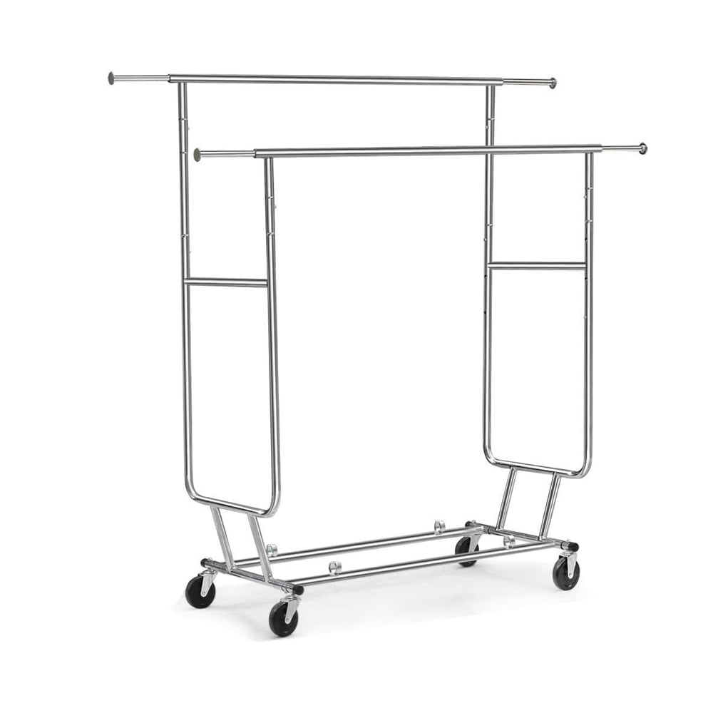 Rolling Clothes Rack, Commercial Double Rail Garment Racks, Portable ...