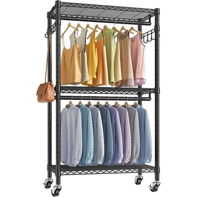 Rolling Clothes Rack Heavy Duty Clothing Rack for Hanging Clothes ...