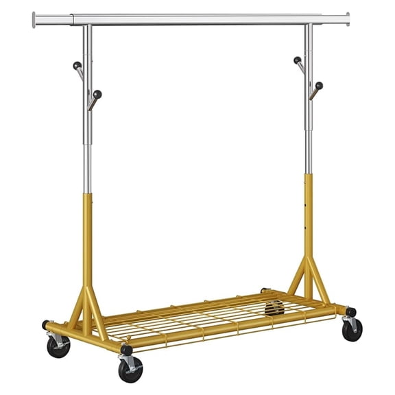 Rolling Clothes Rack Load 530lbs,Heavy Duty Garment Rack With Sturdy Wheel And Shelves, Adjustable Portable Hanging Rack For Clothes,