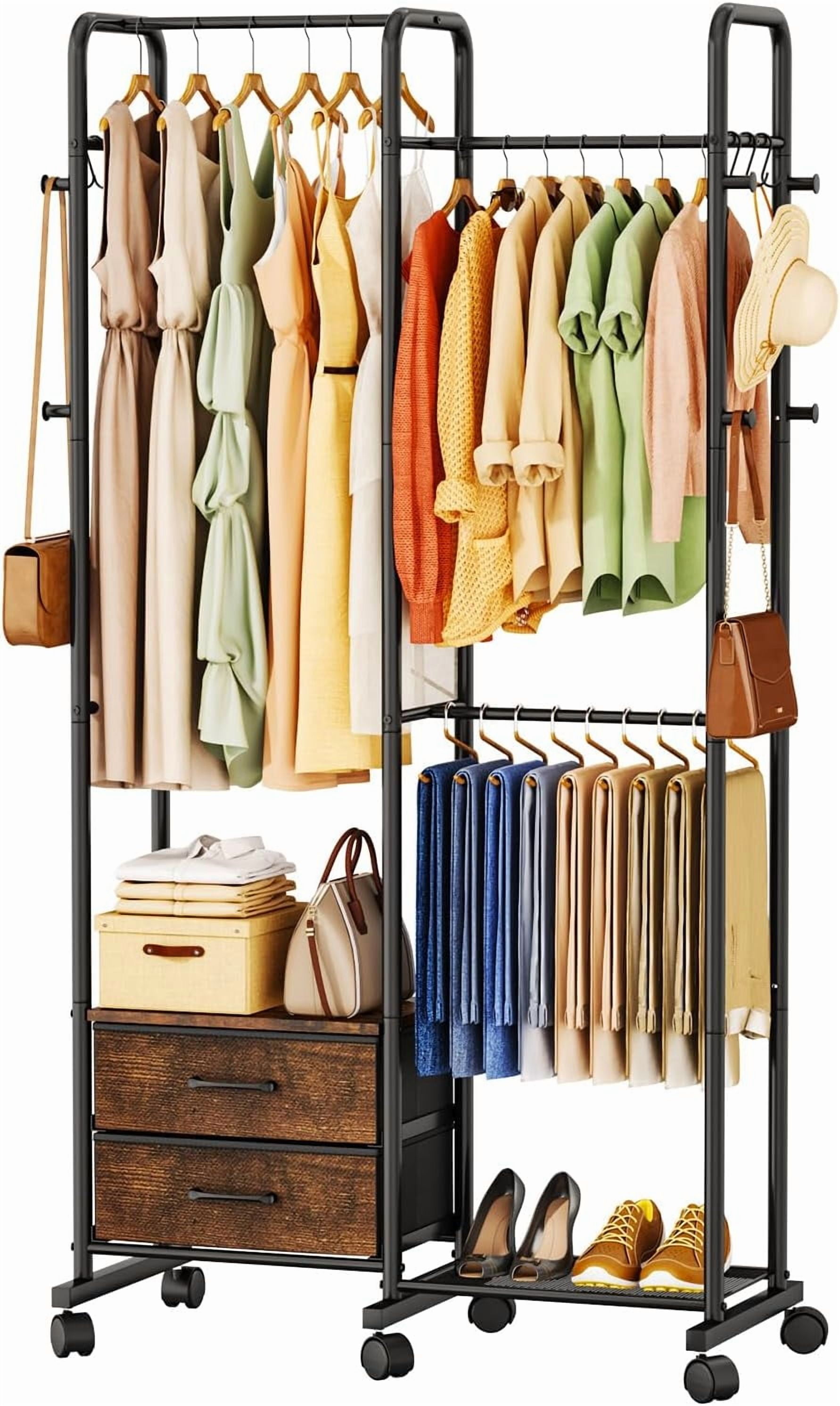 Rolling Clothing Garment Rack - Portable Freestanding Clothes Racks for ...