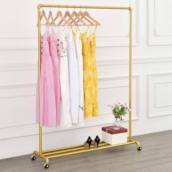Rolling  Clothing Racks  Wheels, Retail Display Industrial Pipe Clothing Racks for  Garment Racks for Boutiques,