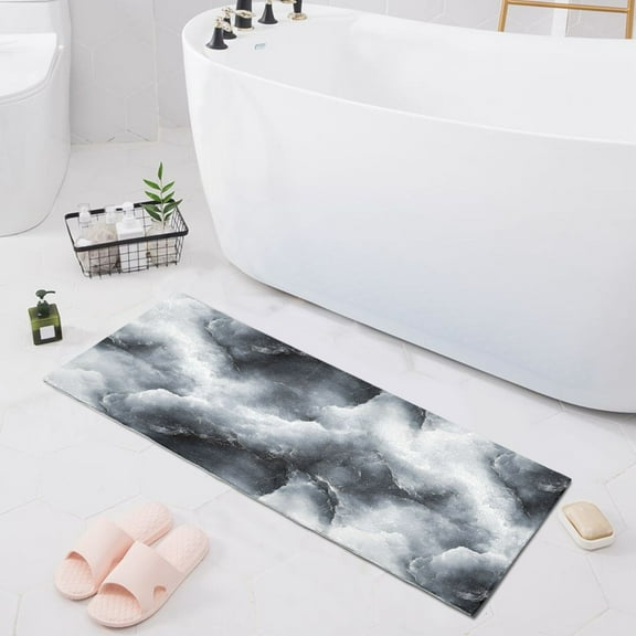 Rolling Cloud Marble Bath Mat 39x20 Non-Slip Bathroom Rugs Absorbent Soft Plush Quick Dry for Tub Shower Kitchen Home Decor