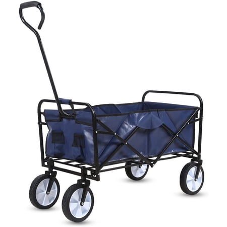 Rolling Collapsible Garden Cart Camping Wagon Degree Swivel Wheels Adjustable